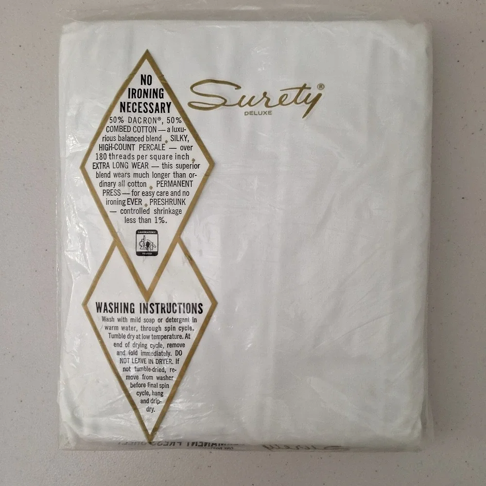 VTG Surety Deluxe No-Iron Perm. Press Combed Percale Double Bottom Fitted Sheet